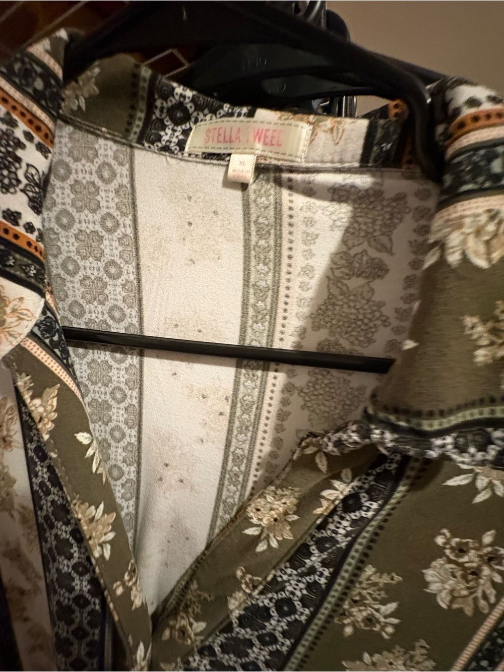 Stella Weel Olive Green Floral Button-Up Shirt
